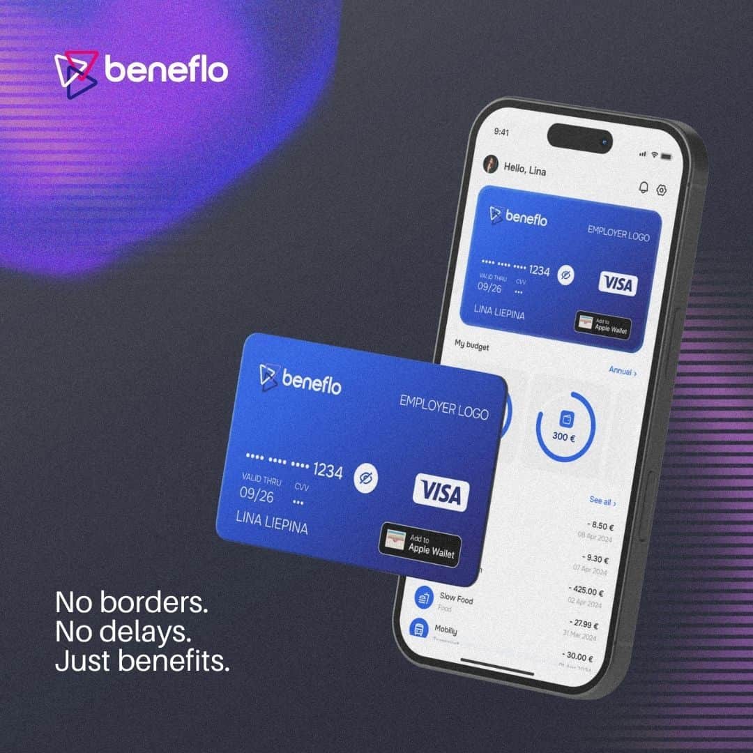 Beneflo name and phone app branding mockups