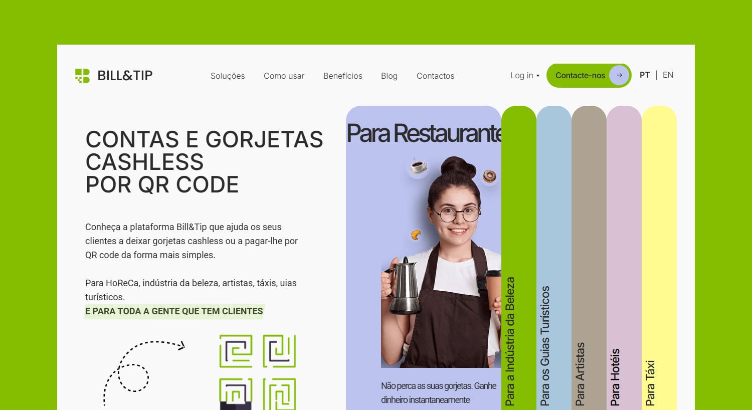 Bill and tip brand name on website mockup