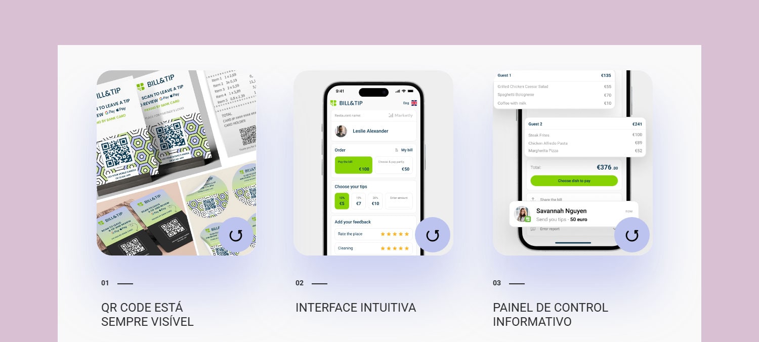 Bill and tip name as seen on website mockup