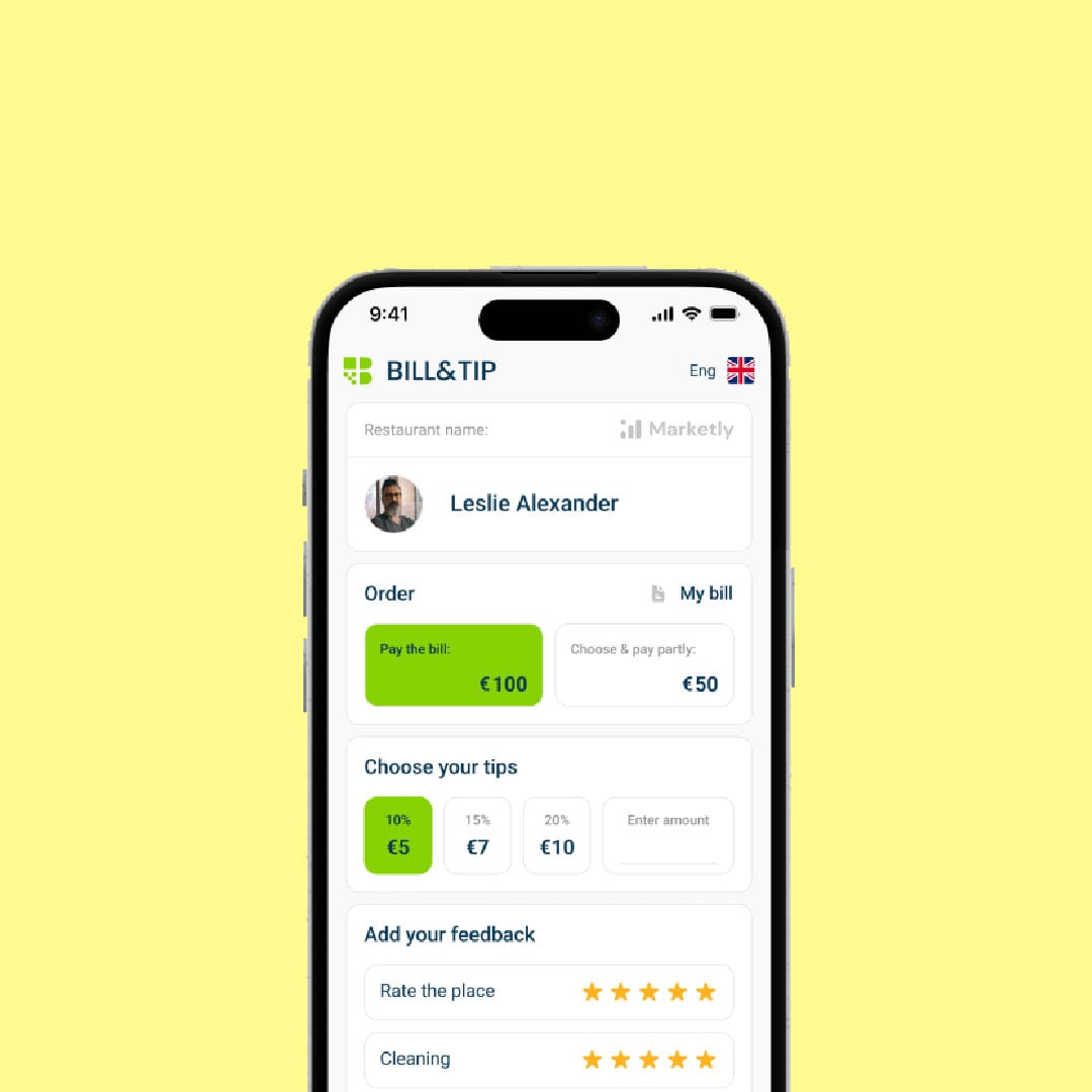 Bill and Tip app mockup after brand naming project