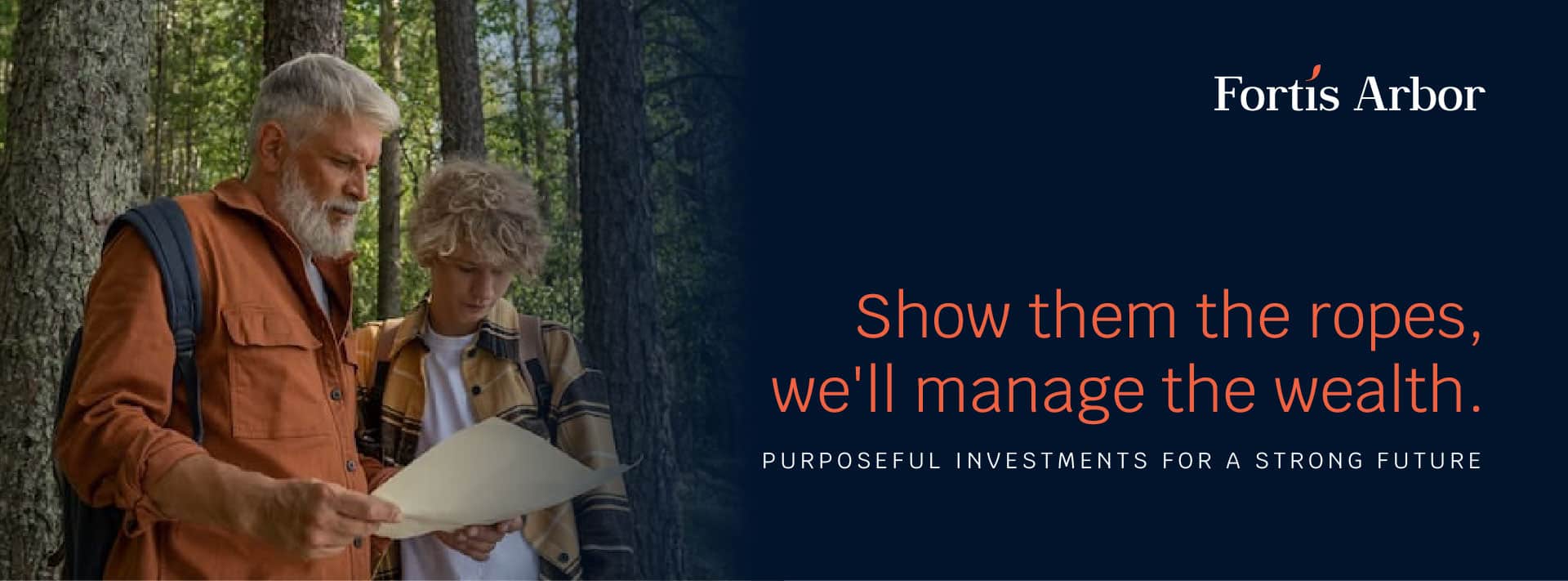 Wealthy man and son as used on Fortis Arbor Wealth verbal identity review project