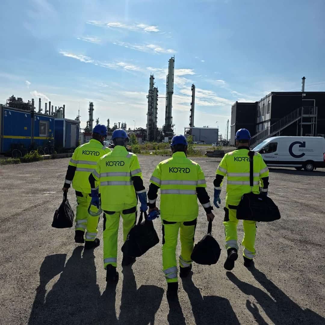 KORRD brand name featured on employee high-visibility coverall