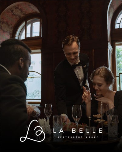 La belle brand name over a fine dining restaurant