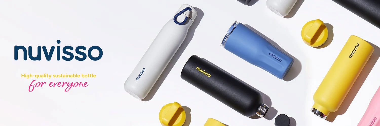 Waterbottle mockups after Nuvisso brand naming