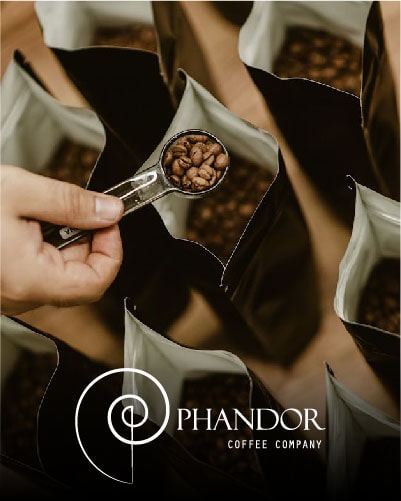 Phandor brand name over coffee beans