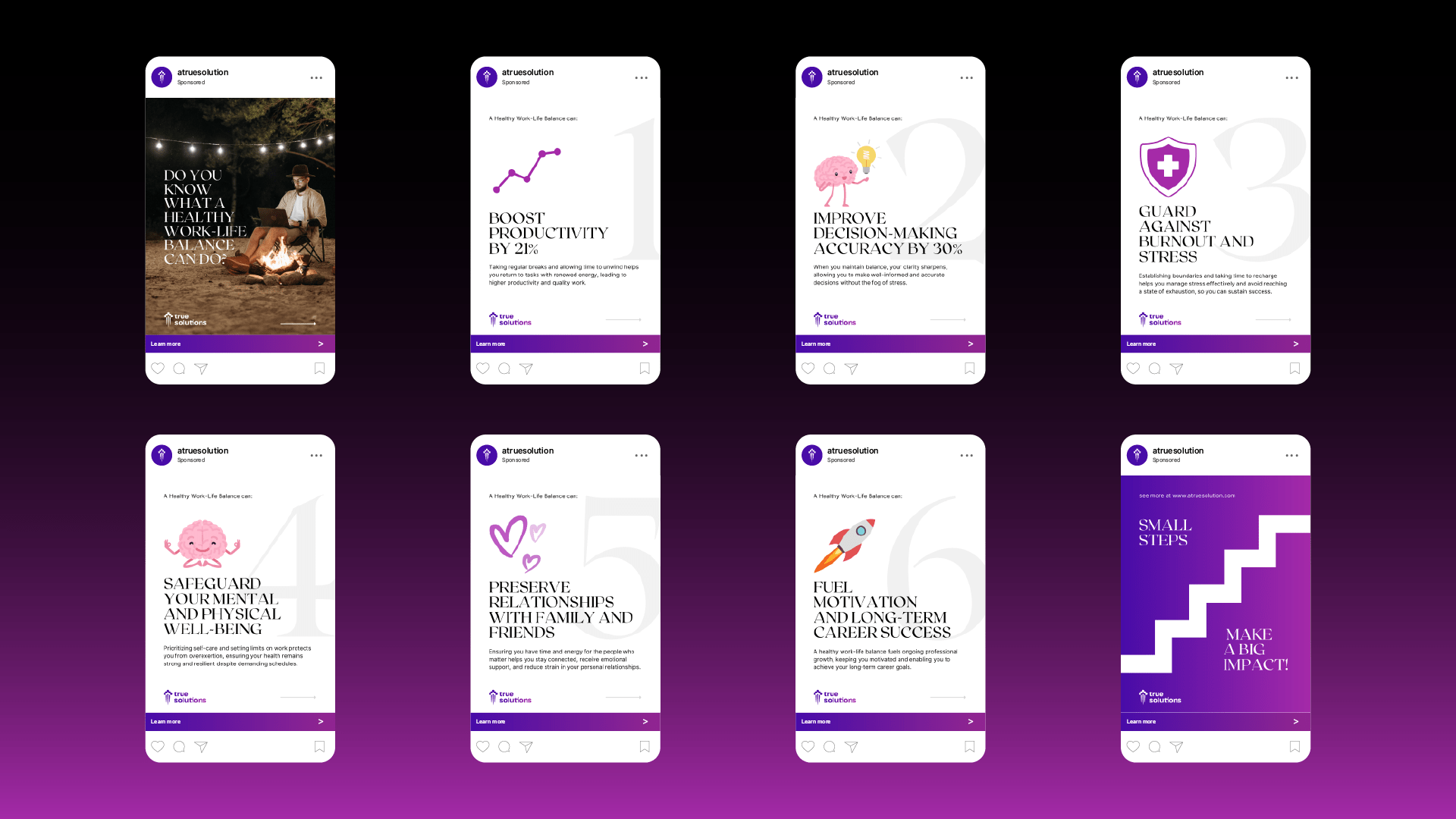 True Solutions messaging review and social media mockups